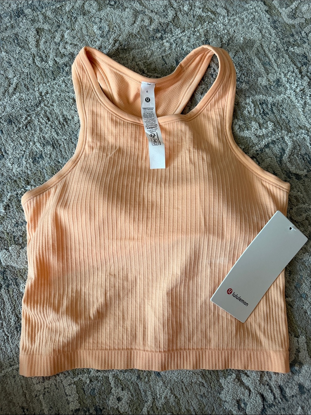 lululemon athletica Peach Ribbed Cropped Tank